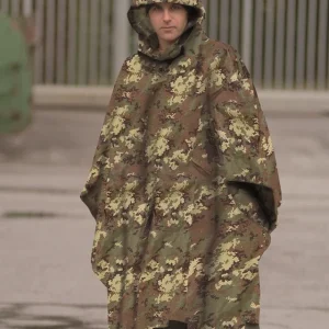 Camouflage rain poncho