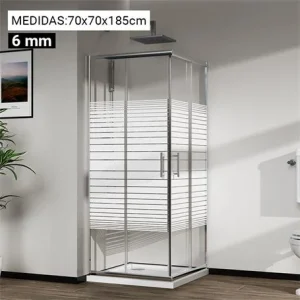 MAMPARA DUCHA CUADRADA RAYADA 6MM 70X70X185CM BENOTTI BT2056