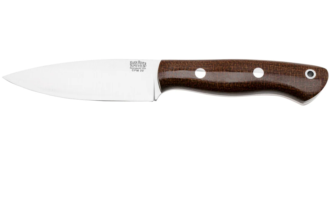 Bark River Mini Aurora CPM 3V, Tan Burlap Micarta, cuchillo bushcraft - Imagen 2