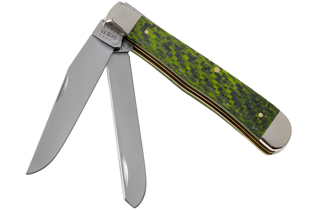 Case Trapper Green & Black Carbon Fibre-G10 Weave Smooth, 50710, 10254 SS navaja