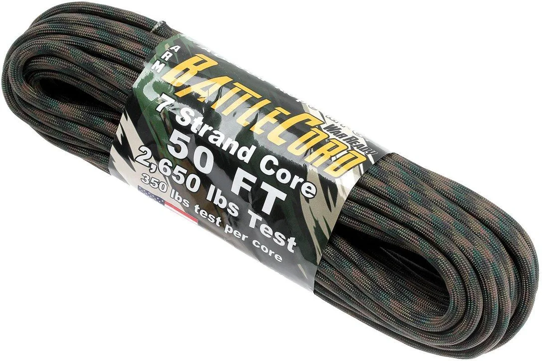 ARM 2650 Cuerda de Batalla, color: Woodland camo, 50ft (15,24 m)