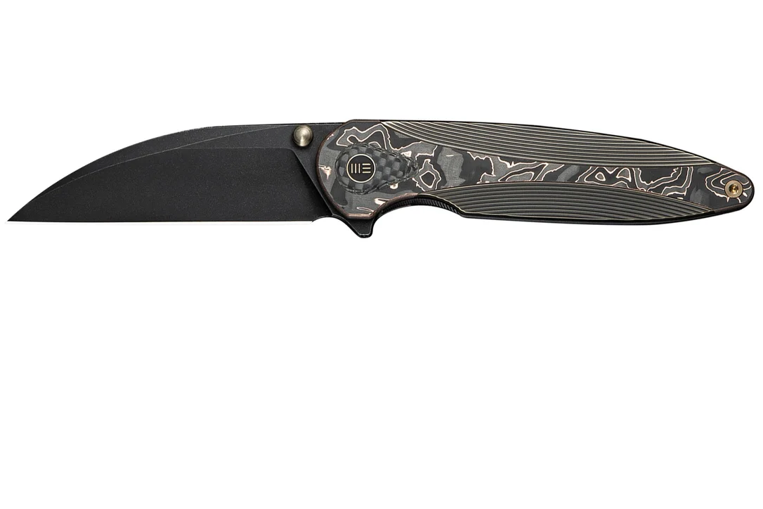 WE Knife Zenthra WE24021C-3 Black Stonewashed M390 Bronze/Black Titanium Copper Foil Carbon Inlay, navaja