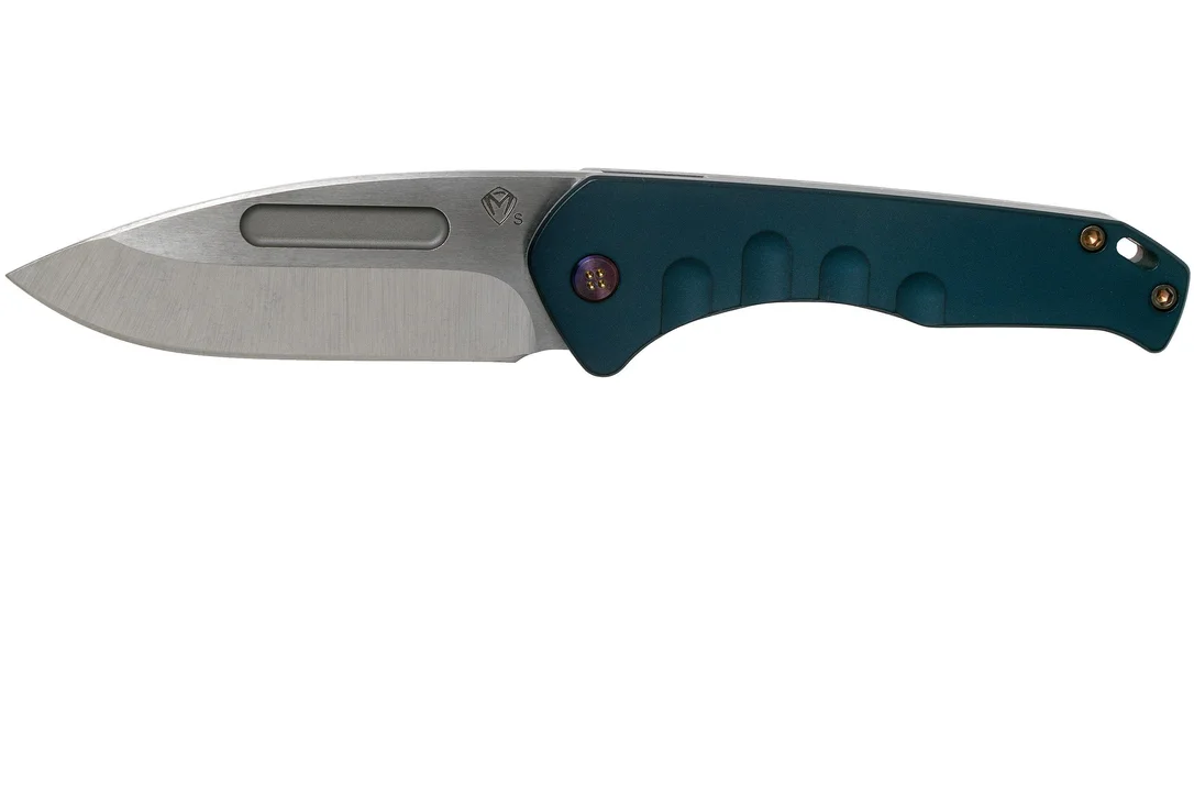 Medford Swift Framelock, S35VN Tumbled Drop Point, Alu Blue Handles, Flamed HW navaja