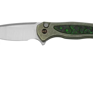 WE Knife Kitefin WE19002N-2, Hand Polished Satin CPM 20CV, Green Titanium, Jungle Wear Fat Carbon Fiber, Limited Edition, navaja