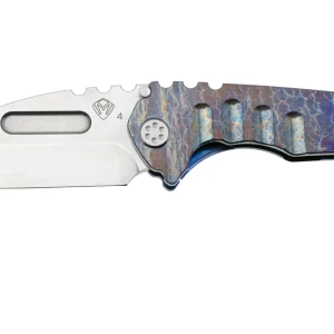 Medford Praetorian Genesis T 25-GNT-02 S45VN Tumbled Tanto Blade, Brushed and Acid Etched Flamed Handle, Blue Spring, Std Hardware and Clip, navaja