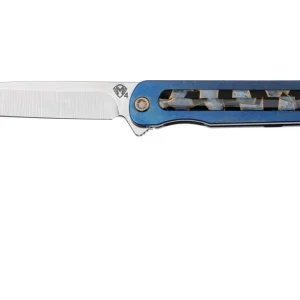 Medford T-Bone 24-TB-01 Tumbled S45VN Tanto Blade, Blue Mosaic Handle, Bronze Hardware Clip Breaker, navaja