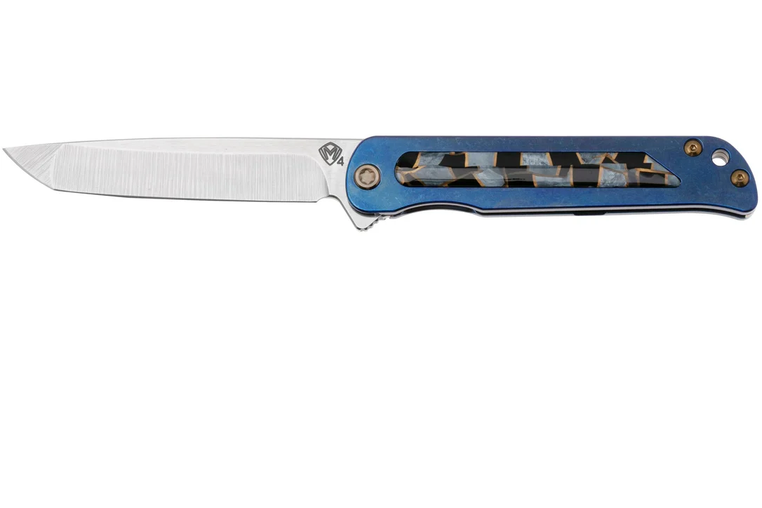 Medford T-Bone 24-TB-01 Tumbled S45VN Tanto Blade, Blue Mosaic Handle, Bronze Hardware Clip Breaker, navaja - Imagen 2
