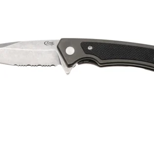 Case Marilla OD Green Anodized Aluminum, Black G10 Inlay, 25879, S35VN, navaja parcialmente dentada