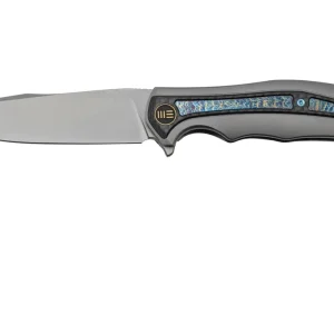 WE Knife Zonda WE22016-2 Gray Titanium, Twill Carbon Fiber Flamed Titanium, Bead Blasted, navaja, diseño de Kellen Bogardus