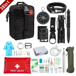 38-in-1 Survival First Aid Kit – Military Grade Molle Emergency Gear for Camping, Hiking, and Adventures