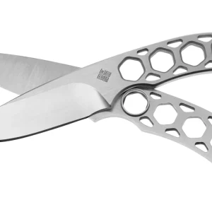 Ocaso Duo Desk Knife 80DKS Spear Point, With Stand, cuchillos fijos de oficina, diseño Wes Crawford