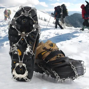 24-Tooth Ice Crampons – Lightweight Stainless Steel Snow Grips with Carry Bag for Hiking & Winter Running
